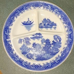 Vintage Japanese Blue & White Separated Plate